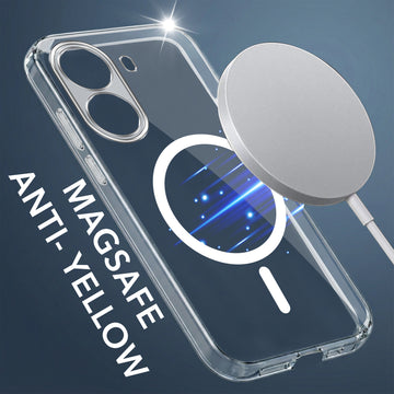 For Poco X7 Pro 5G Back Cover Case Lifetime Anti-Yellow MagSafe Compatible Clear (Sleek Hard Crystal | Shockproof and Camera Protection)