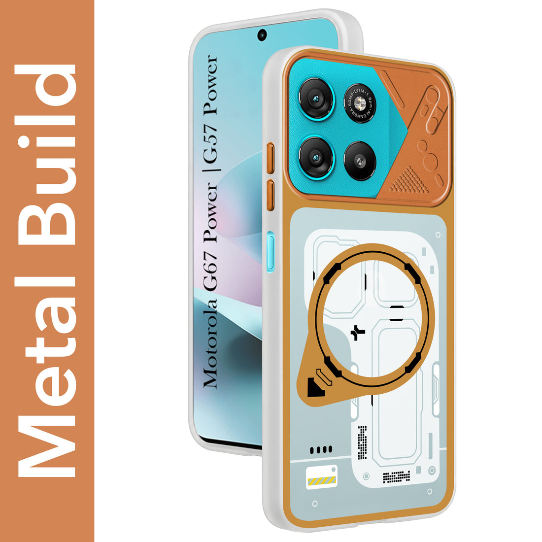 For Motorola Moto G67 Power | G57 Power Metallic Back Cover Case (Metallic Camera Protection & Buttons | Translucent Milky Shade | Hard Polycarbonate)