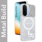 For Poco C81 5G Metallic Back Cover Case (Metallic Camera Protection & Buttons | Translucent Milky Shade | Hard Polycarbonate)