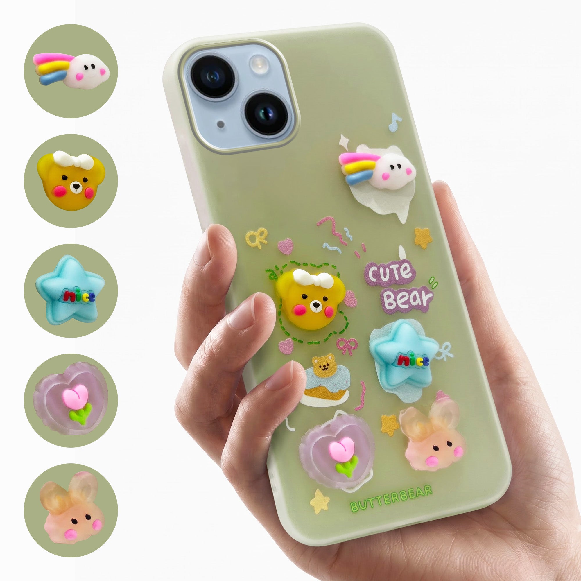 For Apple iPhone 14 Back Cover Case (Cute 3D cartoon charms design | Slim Aesthetic Case for Girls | Camera Protection | Hard Unbreakable)