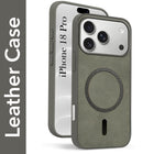 For Apple iPhone 18 Pro Back Cover Case Leather Finish (MagSafe Compatible Wireless Charging | Soft Touch | Camera Bump Protection)