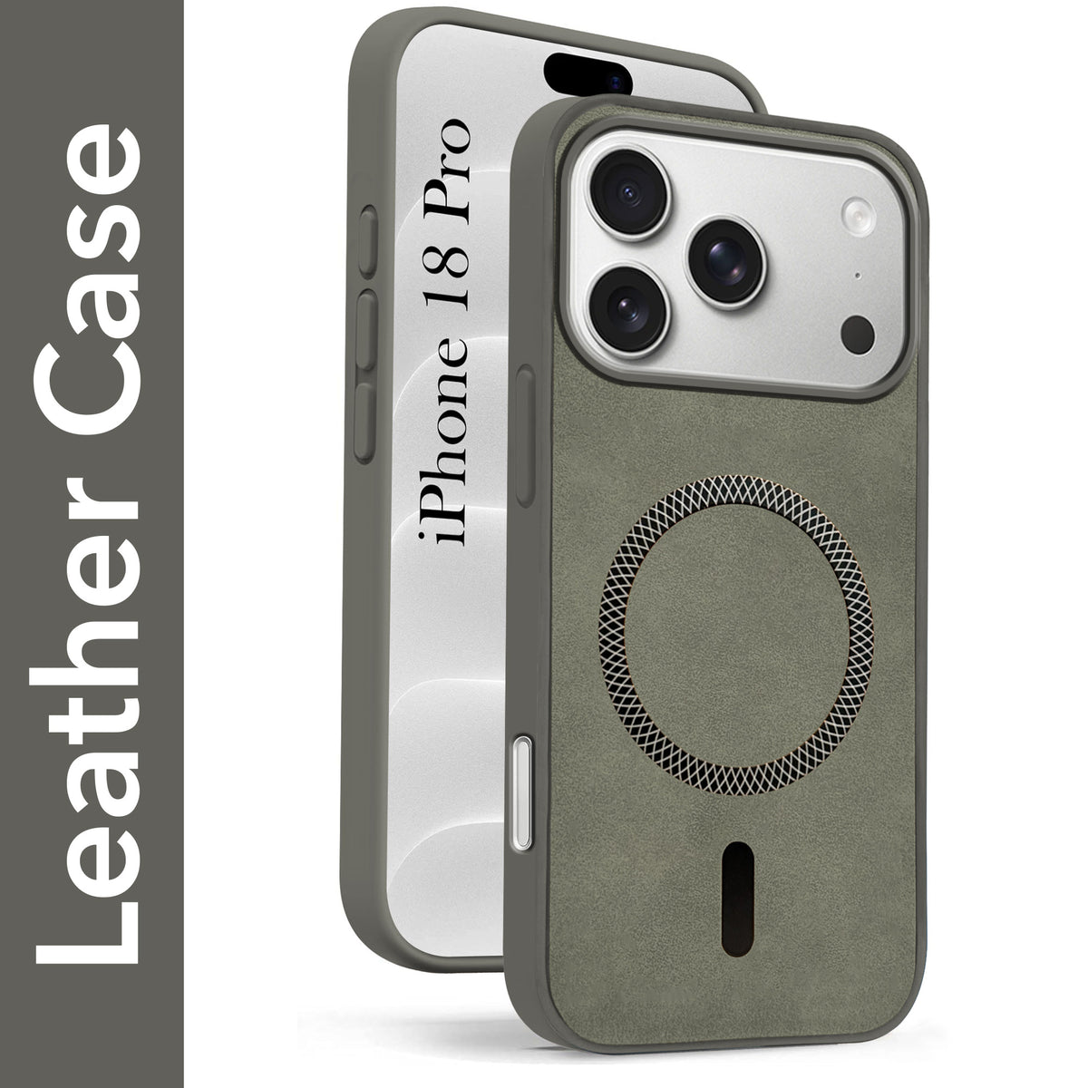 For Apple iPhone 18 Pro Back Cover Case Leather Finish (MagSafe Compatible Wireless Charging | Soft Touch | Camera Bump Protection)