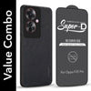 For Oppo F25 Pro 5G Combo with Back Cover and 9H Tempered Glass (Textured Grip Design | Micro-Fiber Cloth Inside | Oleophobic Coating Screen Glass)