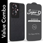 For Oppo F25 Pro 5G Combo with Back Cover and 9H Tempered Glass (Textured Grip Design | Micro-Fiber Cloth Inside | Oleophobic Coating Screen Glass)