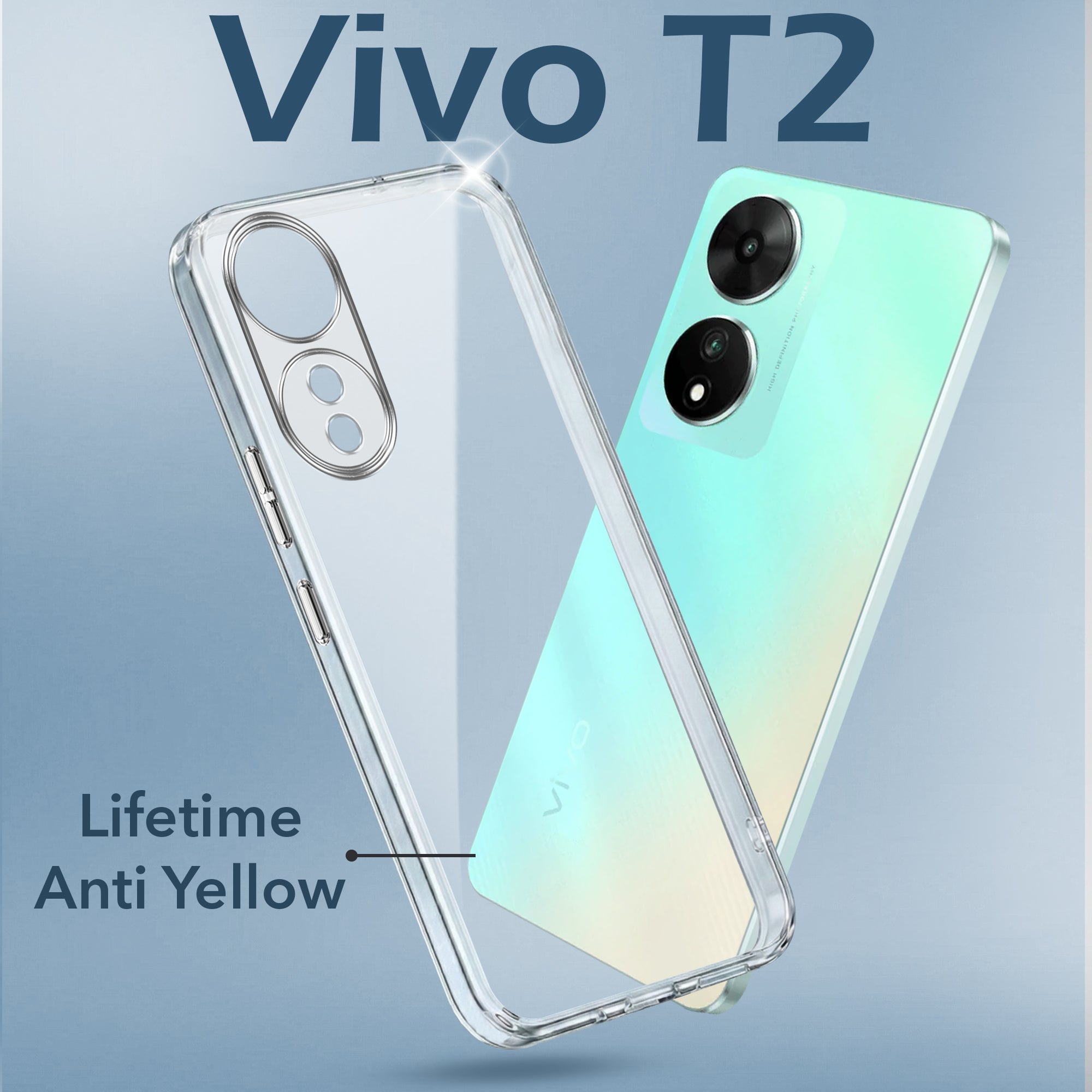 For Vivo T2 Back Cover Case (Hard Anti Yellow Clear Case | Drop & Camera Protection | Shockproof Polycarbonate)