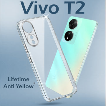 For Vivo T2 Back Cover Case (Hard Anti Yellow Clear Case | Drop & Camera Protection | Shockproof Polycarbonate)