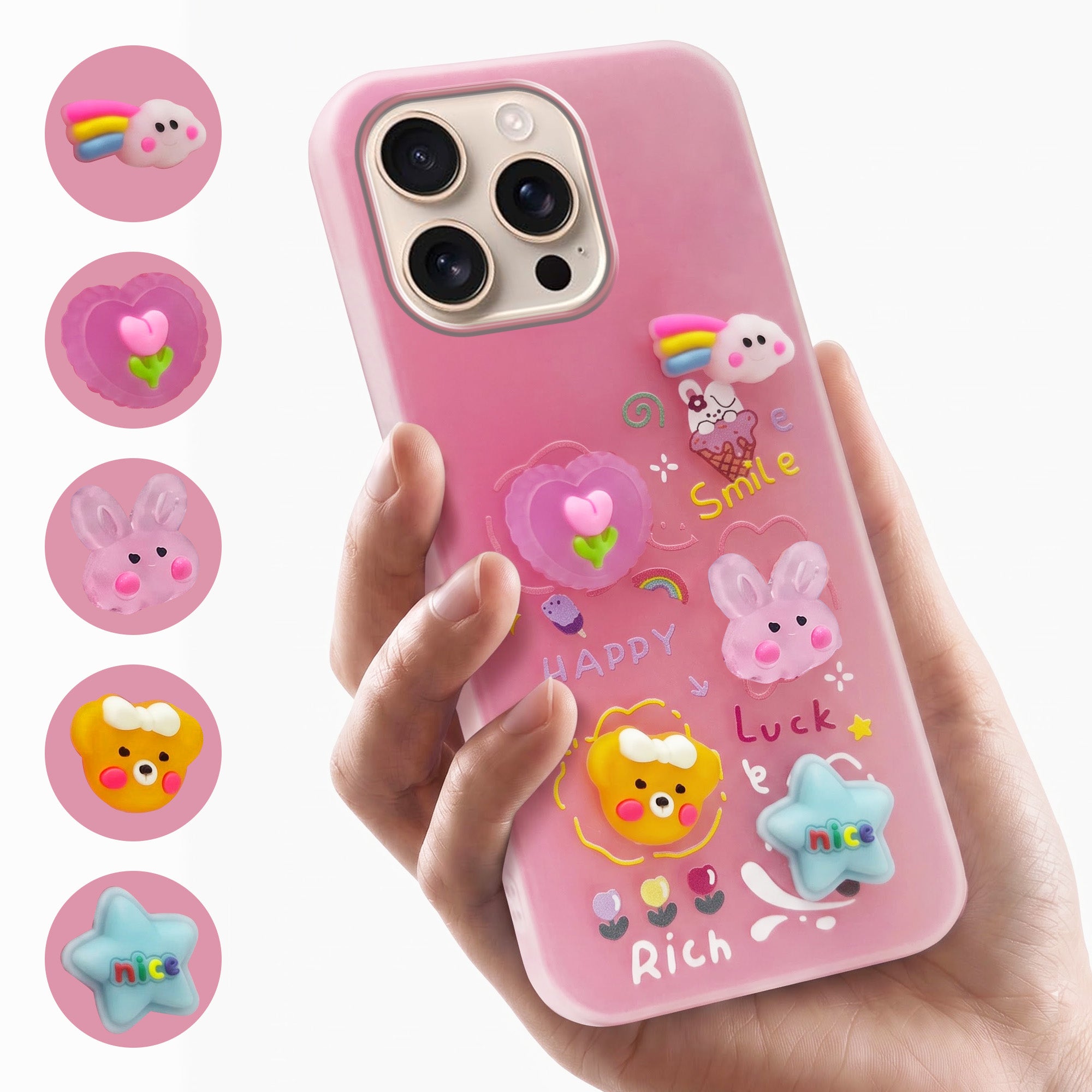 For Apple iPhone 16 Pro Max Back Cover Case (3D Cute Cartoons | Hard Back Side Soft | Matte Premium Finish | HD Printing)