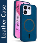 For Oppo Reno 16 Back Cover Case Leather Finish (MagSafe Compatible Wireless Charging | Soft Touch | Camera Bump Protection)