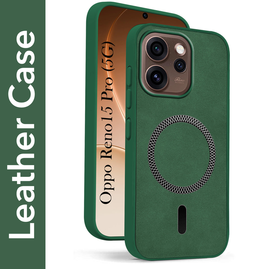 For Oppo Reno15 Pro 5G | Oppo Reno 15 Pro 5G Back Cover Case Leather Finish (MagSafe Compatible Wireless Charging | Soft Touch | Camera Bump Protection)