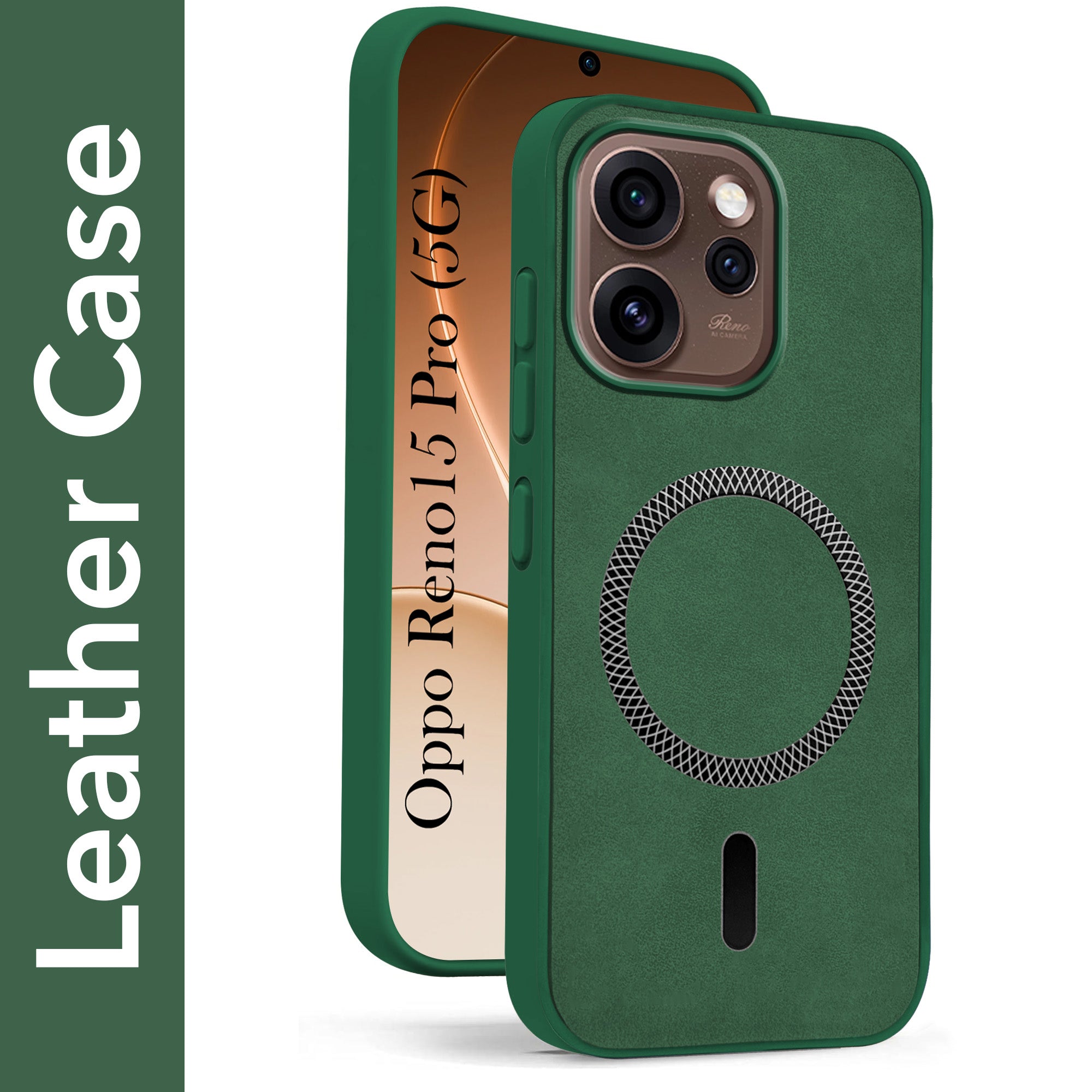 For Oppo Reno15 Pro 5G | Oppo Reno 15 Pro 5G Back Cover Case Leather Finish (MagSafe Compatible Wireless Charging | Soft Touch | Camera Bump Protection)