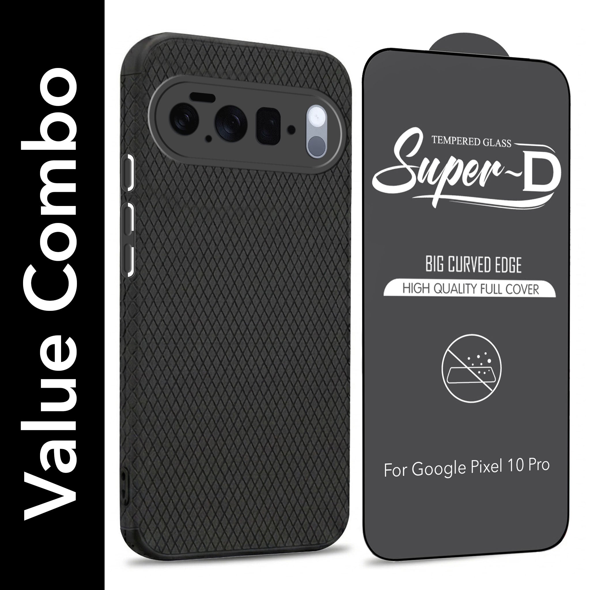For Google Pixel 10 Pro Combo with Back Cover and 9H Tempered Glass (Liquid Silicone | Camera Protection | Oleophobic Coating Screen Glass)