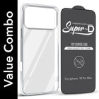 For Apple iPhone 18 Pro Max Combo with Back Cover and 9H Tempered Glass (Lifetime Anti-Yellow | Sleek Hard Crystal | Oleophobic Coating Screen Glass)
