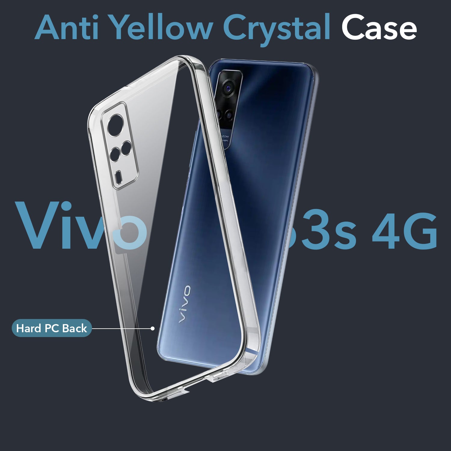 For Vivo Y53s 4G Back Cover Case (Hard Anti Yellow Clear Case | Sleek Hard Crystal Clear | Drop & Camera Protection | Shockproof Polycarbonate)