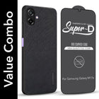 For Samsung Galaxy M17e Combo (Textured Grip Design | Micro-Fiber Cloth Inside | Oleophobic Coating Screen Glass)