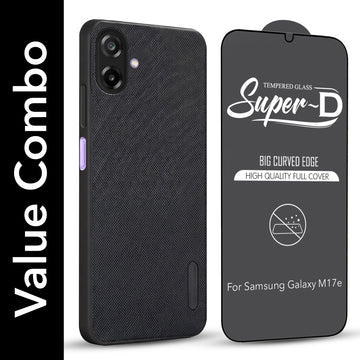 For Samsung Galaxy M17e Combo (Textured Grip Design | Micro-Fiber Cloth Inside | Oleophobic Coating Screen Glass)
