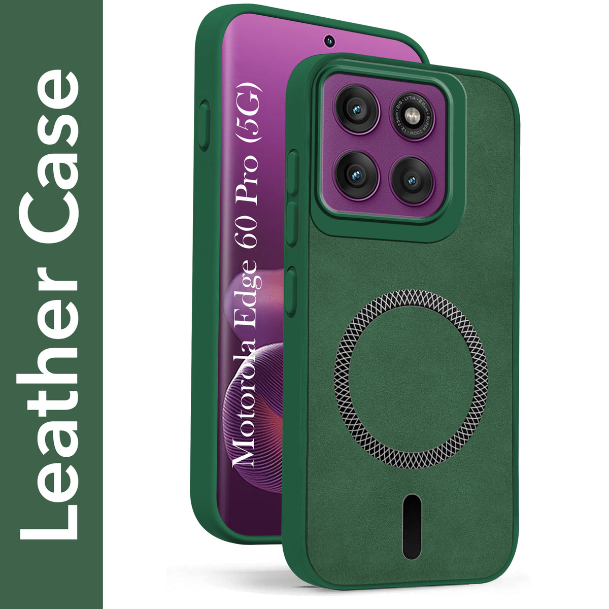 For Motorola Moto Edge 60 Pro Back Cover Case Leather Finish (MagSafe Compatible Wireless Charging | Soft Touch | Camera Bump Protection)