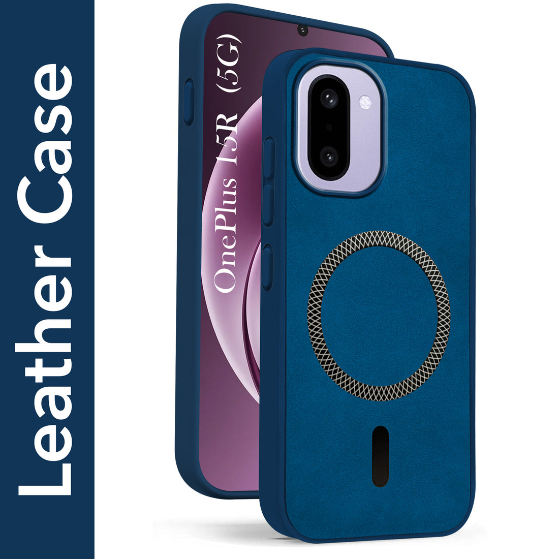 For OnePlus 15R Back Cover Case Leather Finish (MagSafe Compatible Wireless Charging | Soft Touch | Camera Bump Protection)