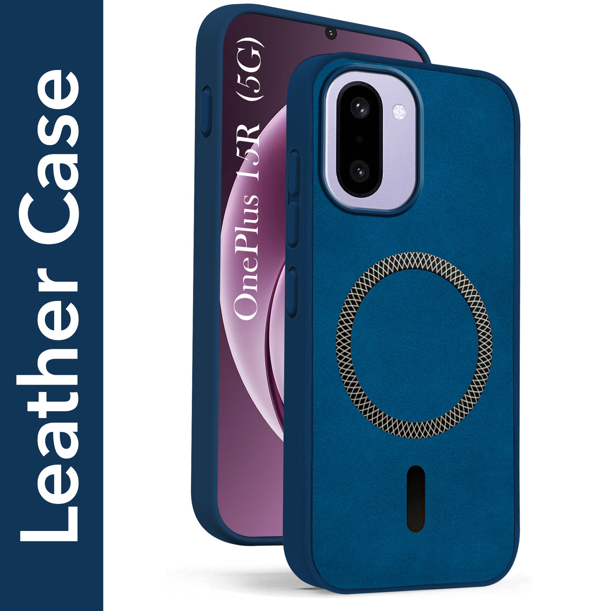 For OnePlus 15R Back Cover Case Leather Finish (MagSafe Compatible Wireless Charging | Soft Touch | Camera Bump Protection)