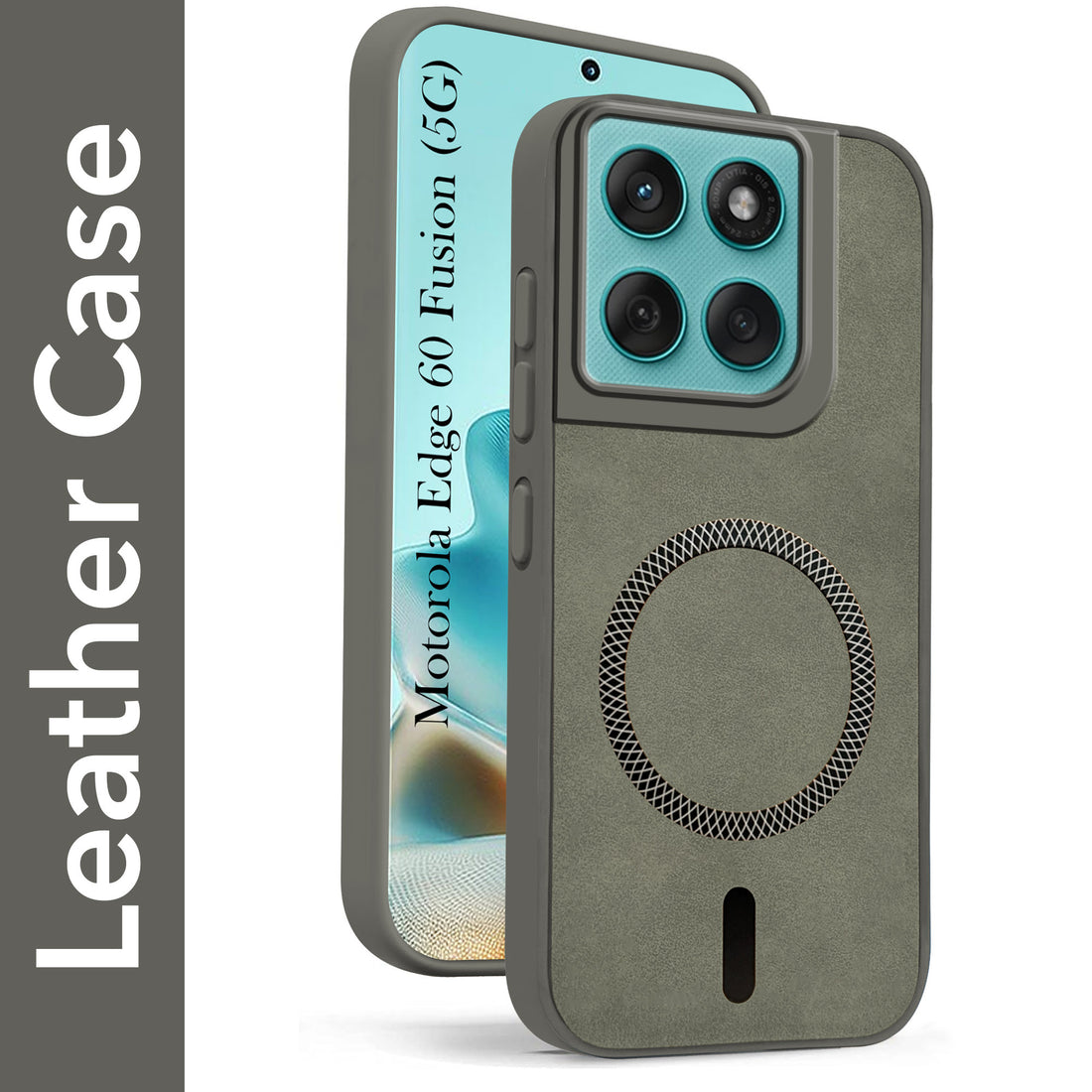 For Motorola Moto Edge 60 Fusion Back Cover Case Leather Finish (MagSafe Compatible Wireless Charging | Soft Touch | Camera Bump Protection)