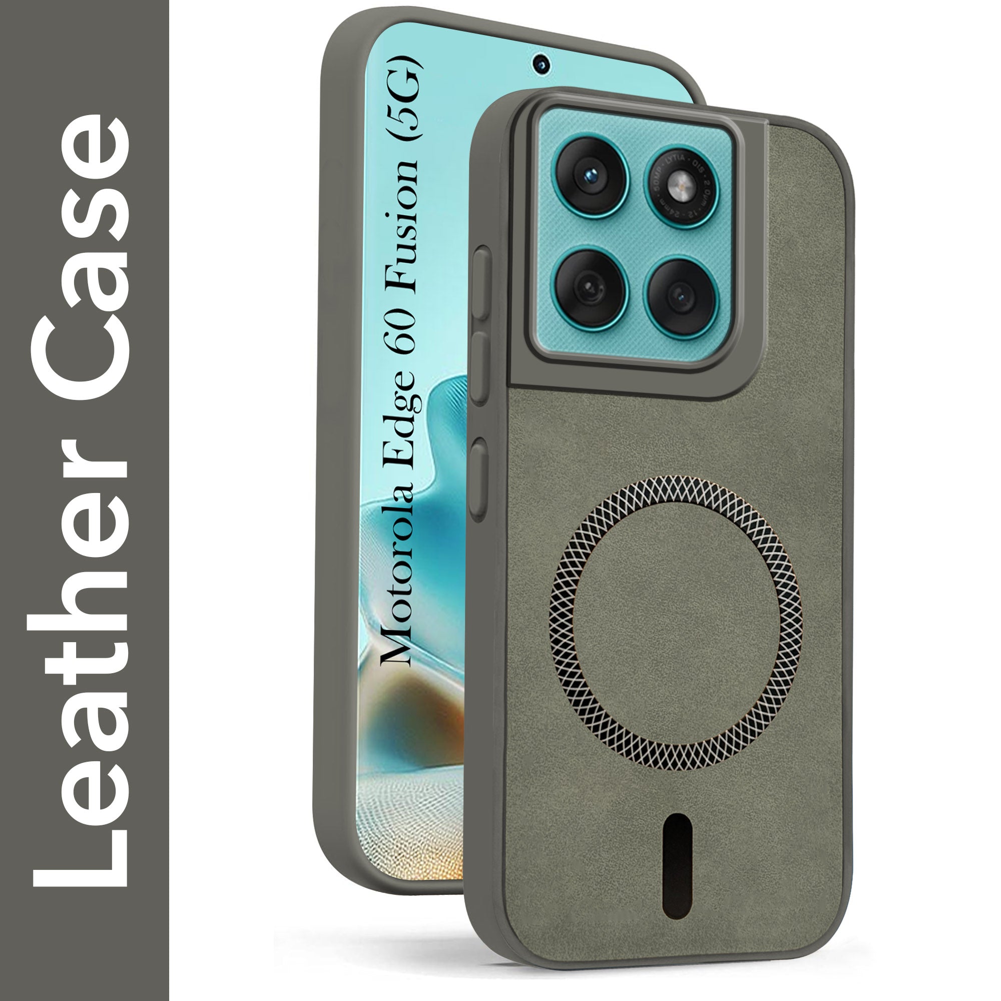 For Motorola Moto Edge 60 Fusion Back Cover Case Leather Finish (MagSafe Compatible Wireless Charging | Soft Touch | Camera Bump Protection)