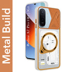 For Redmi A7 Pro 4G|5G Metallic Back Cover Case (Metallic Camera Protection & Buttons | Translucent Milky Shade | Hard Polycarbonate)