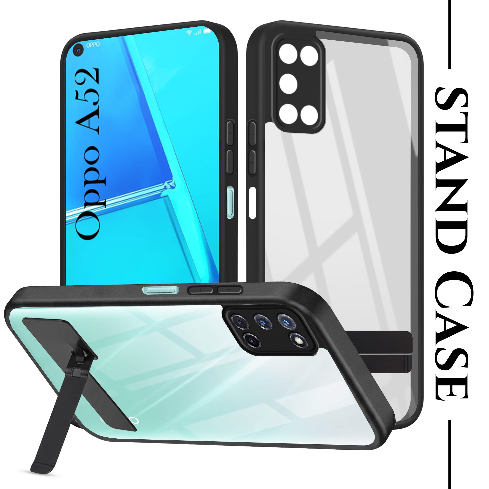 For Oppo A52 Back Cover Case (Built-in Stand | Lifetime Anti Yellow | Kickstand Shockproof | Camera Protection | MagSafe Compatible)