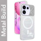 For Oppo Reno 16 Metallic Back Cover Case (Metallic Camera Protection & Buttons | Translucent Milky Shade | Hard Polycarbonate)
