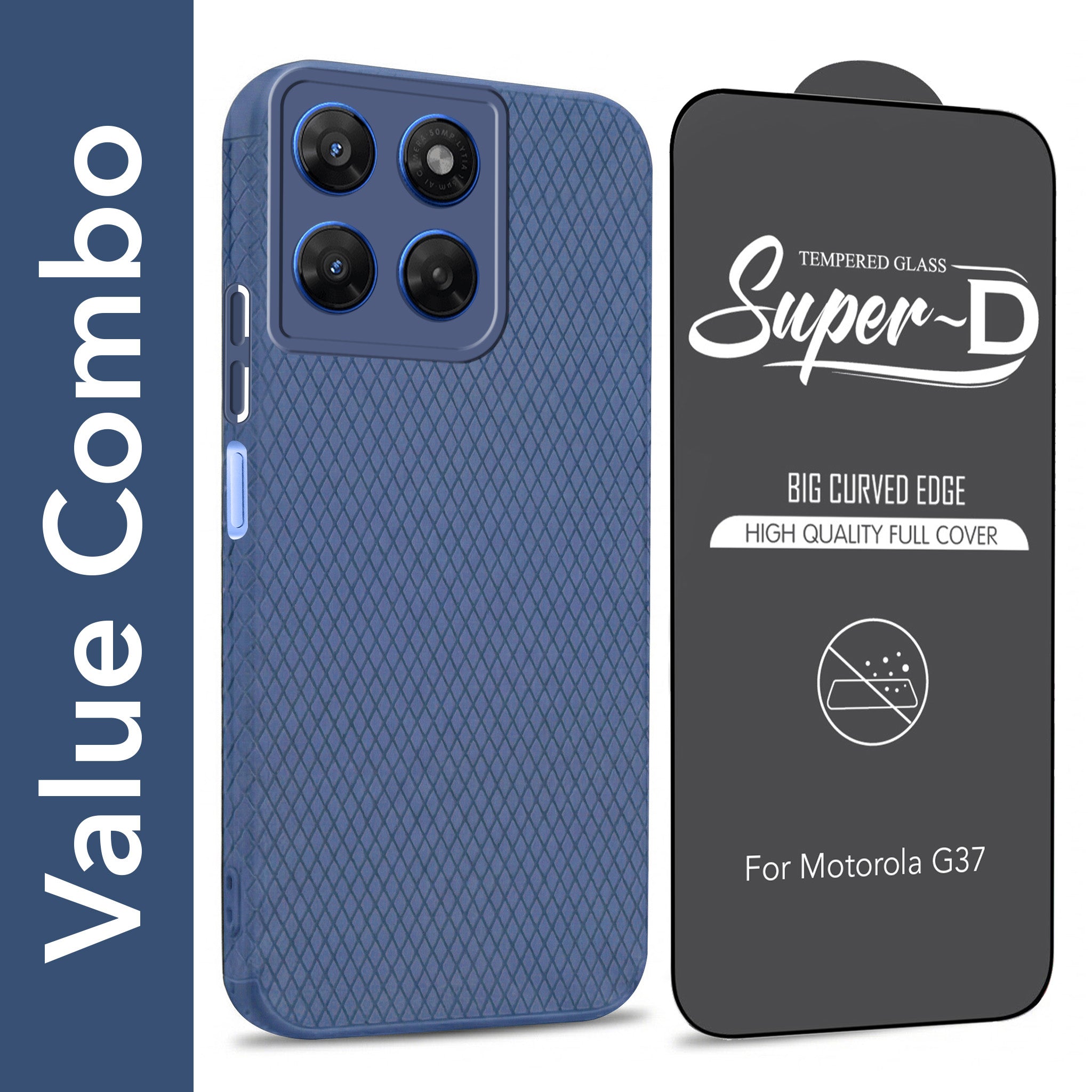 For Motorola Moto G37 Combo with Back Cover and 9H Tempered Glass (Liquid Silicone | Camera Protection | Oleophobic Coating Screen Glass)