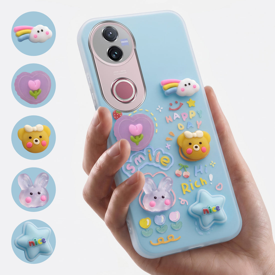 For Vivo V50 | Vivo V50e Back Cover Case (Cute 3D cartoon charms design | Slim Aesthetic Case for Girls | Camera Protection | Hard Unbreakable)