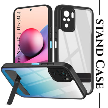 For Redmi Note 10 | Note 10S Back Cover Case (Built-in Stand | Lifetime Anti Yellow | Kickstand Shockproof | Camera Protection | MagSafe Compatible)