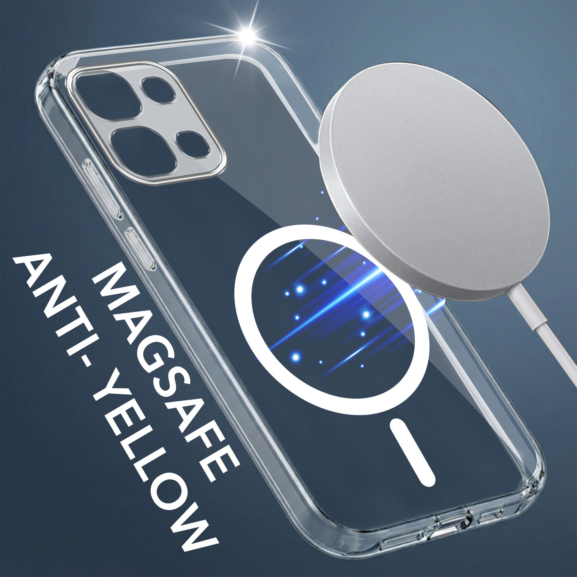 For Oppo F31 5G | Oppo F33 5G Back Cover Case Lifetime Anti-Yellow MagSafe Compatible Clear (Sleek Hard Crystal | Shockproof and Camera Protection)