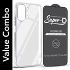 For Vivo Y05 (4G) | Vivo T5 Lite (5G)  Combo with Back Cover and 9H Tempered Glass (Lifetime Anti-Yellow | Sleek Hard Crystal | Oleophobic Coating Screen Glass)