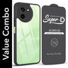 For Vivo T3X 5G Combo with Back Cover and 9H Tempered Glass (Lifetime Anti-Yellow | Crystal Clear Shockproof | Oleophobic Coating Screen Glass)