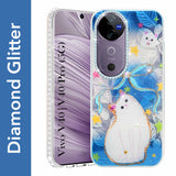 For Vivo V40 | Vivo V40 Pro 5G Back Cover Case (Luxury Floral Glitter Cute Butterfly | Diamond Studded Camera Bump | Girls & Women Design)