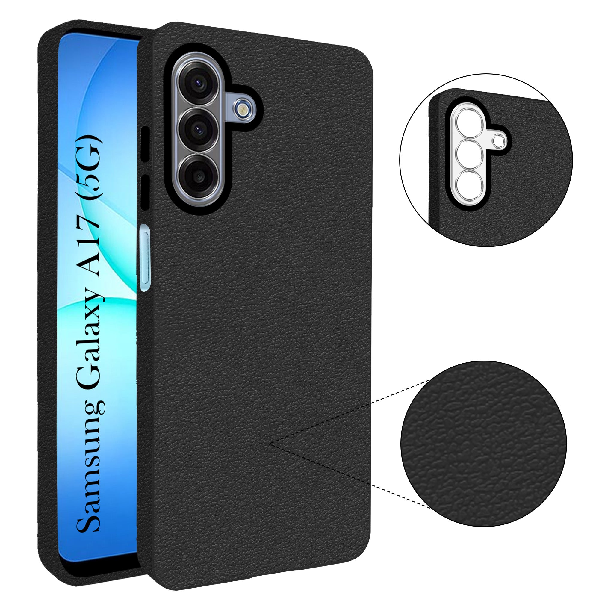 For Samsung Galaxy A17 5G | Samsung Galaxy F17 Back Cover Case (Glass Like Camera Protection | Leather Feel | Minimalist Professional Grip)