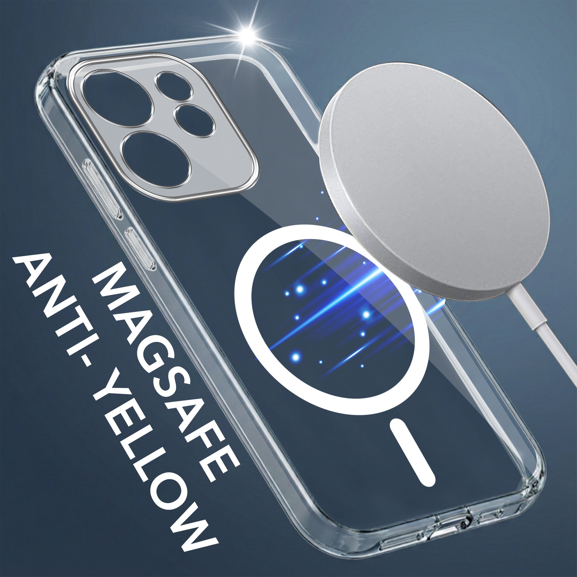For Oppo Reno15 Pro 5G | Oppo Reno 15 Pro 5G Back Cover Case Lifetime Anti-Yellow MagSafe Compatible Clear (Sleek Hard Crystal | Shockproof and Camera Protection)