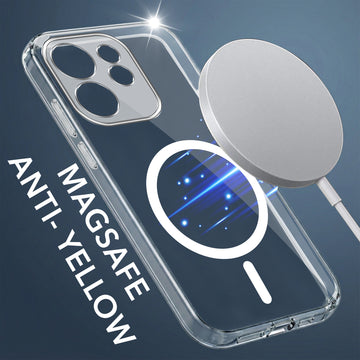 For Oppo Reno15 Pro 5G | Oppo Reno 15 Pro 5G Back Cover Case Lifetime Anti-Yellow MagSafe Compatible Clear (Sleek Hard Crystal | Shockproof and Camera Protection)
