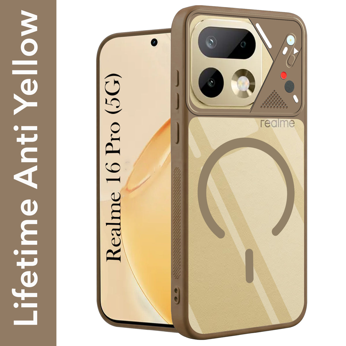 For Realme 16 Pro Back Cover Case Lifetime Anti-Yellow Clear (Camera Protection | Side Grip | Wireless MagSafe Compatible)