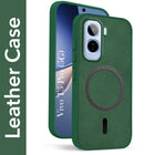 For Vivo T5 Pro 5G Back Cover Case Leather Finish (MagSafe Compatible Wireless Charging | Soft Touch | Camera Bump Protection)
