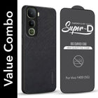 For Vivo Y400 Combo with Back Cover and 9H Tempered Glass (Textured Grip Design | Micro-Fiber Cloth Inside | Oleophobic Coating Screen Glass)