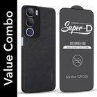 For Vivo Y29 Combo with Back Cover and 9H Tempered Glass (Textured Grip Design | Micro-Fiber Cloth Inside | Oleophobic Coating Screen Glass)