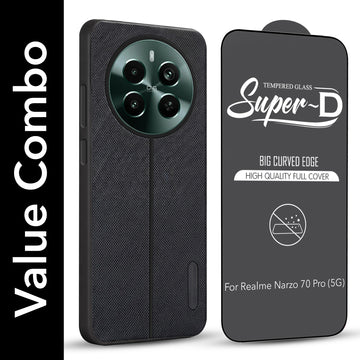 For Realme Narzo 70 Pro Combo with Back Cover and 9H Tempered Glass (Lifetime Anti-Yellow | Crystal Clear Shockproof | Oleophobic Coating Screen Glass)