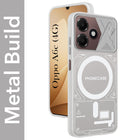 For Oppo A6c 4G Metallic Back Cover Case (Metallic Camera Protection & Buttons | Translucent Milky Shade | Hard Polycarbonate)