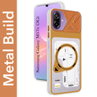 For Samsung Galaxy M17e Metallic Back Cover Case (Metallic Camera Protection & Buttons | Translucent Milky Shade | Hard Polycarbonate)