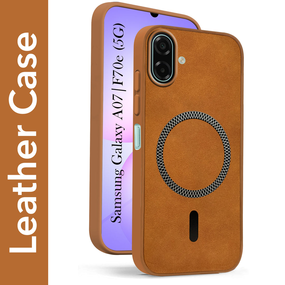 For Samsung Galaxy A07 5G | F70e 5G Back Cover Case Leather Finish (MagSafe Compatible Wireless Charging | Soft Touch | Camera Bump Protection)