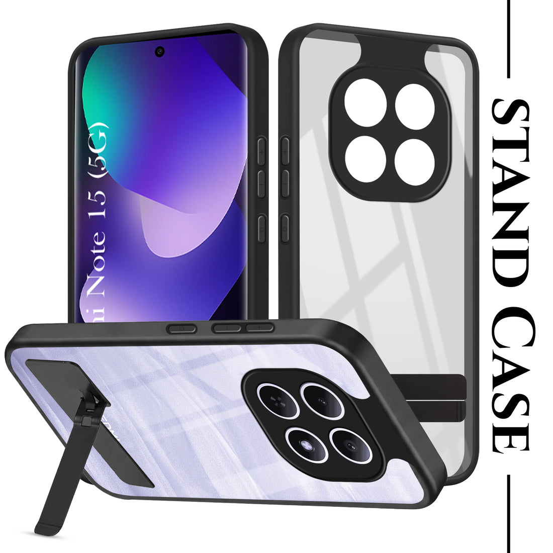 For Xiaomi Redmi Note 15 5G Back Cover Case(Built-in Stand | Lifetime Anti Yellow | Kickstand Shockproof | Camera Protection | MagSafe Compatible)