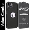 For Apple iPhone 14 Combo with Back Cover and 9H Tempered Glass (Liquid Silicone | Camera Protection | Oleophobic Coating Screen Glass)