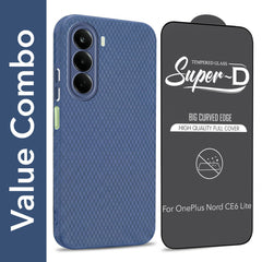 For OnePlus Nord CE 6 Lite Combo with Back Cover and 9H Tempered Glass (Liquid Silicone | Camera Protection | Oleophobic Coating Screen Glass)