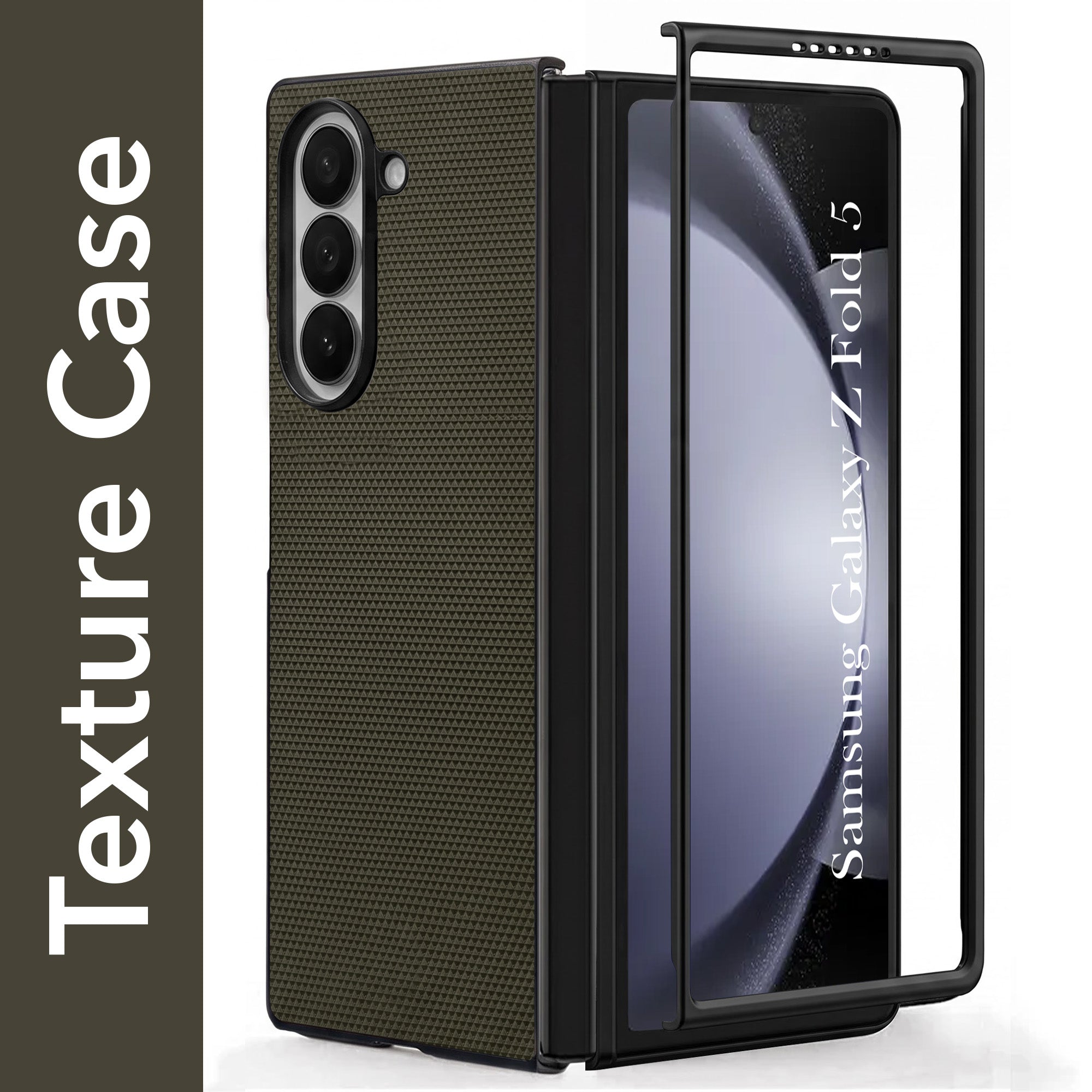 For Samsung Galaxy Z Fold 5 Premium Cover Case (Geometric Textured Hard PC | Soft Cloth Lining & Slim Shockproof Protection)