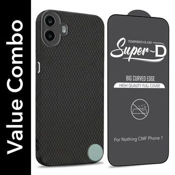 For Nothing CMF Phone 1 Combo with Back Cover and 9H Tempered Glass (Liquid Silicone | Camera Protection | Oleophobic Coating Screen Glass)